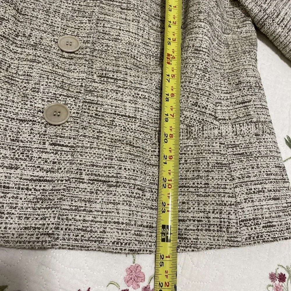 Lafayette 148 New York Beige Brown Tweed 3 Button Blazer Jacket Sz 14 NWT
